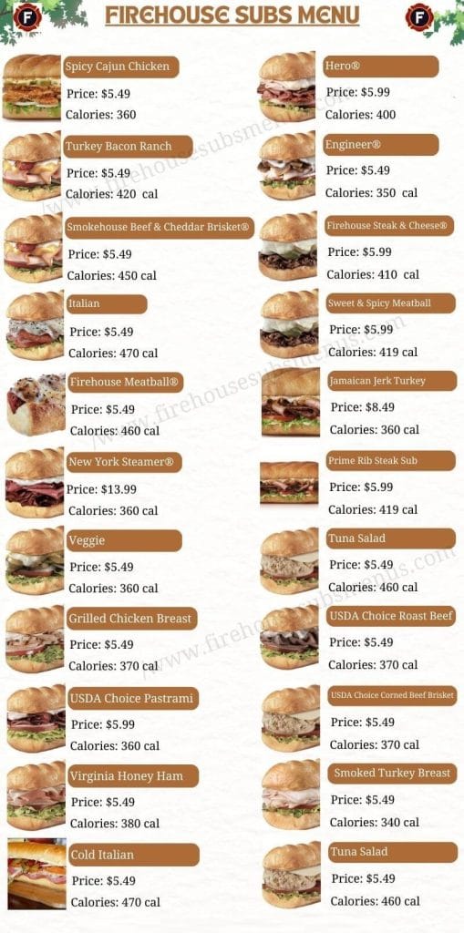 Firehouse Subs Menu
